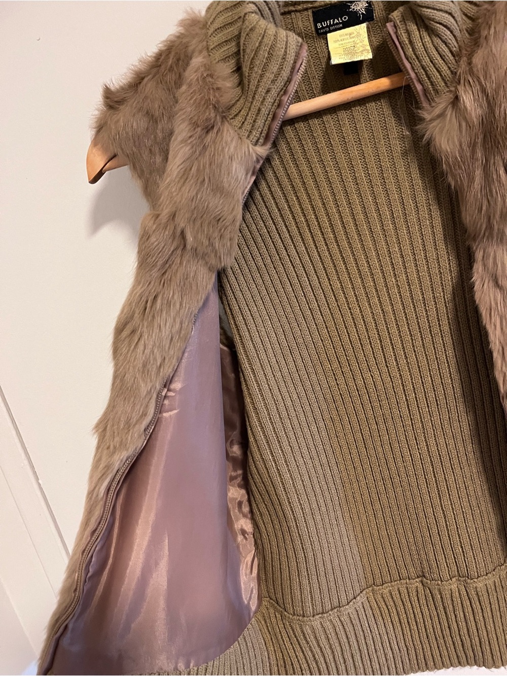 Buffalo David Bitton Rabbit Fur Rib-Trim Vest - Picture 6 of 7